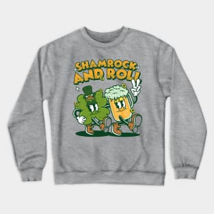 Shamrock and roll st patricks day retro cartoon Crewneck Sweatshirt